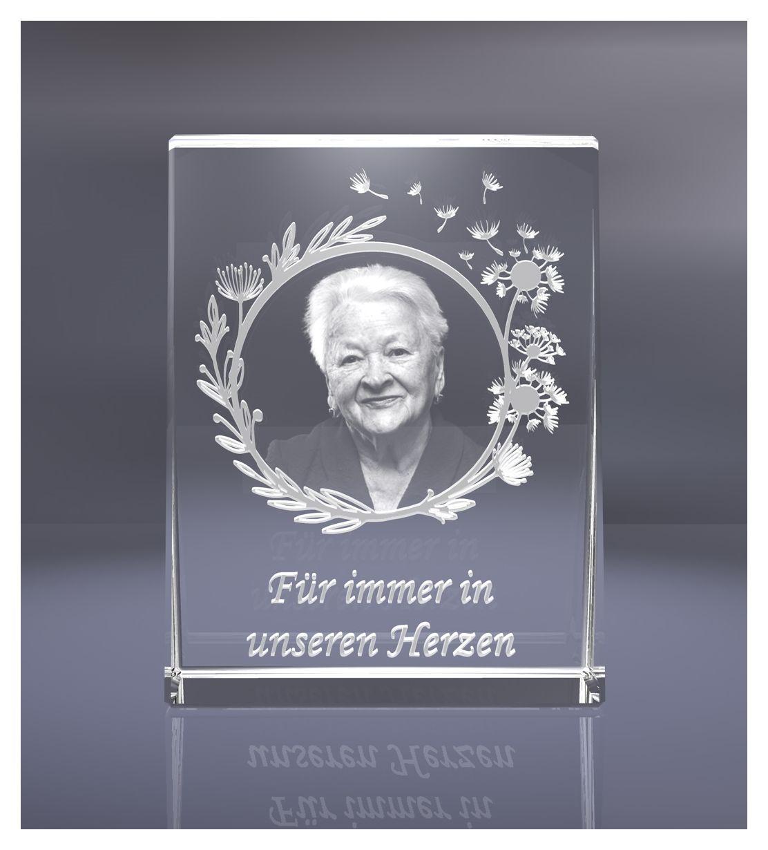 2D Glasfoto Fotoframe XL Motiv Rahmen aus Pusteblumen mit Deinem Wunschfoto + Wunschtext