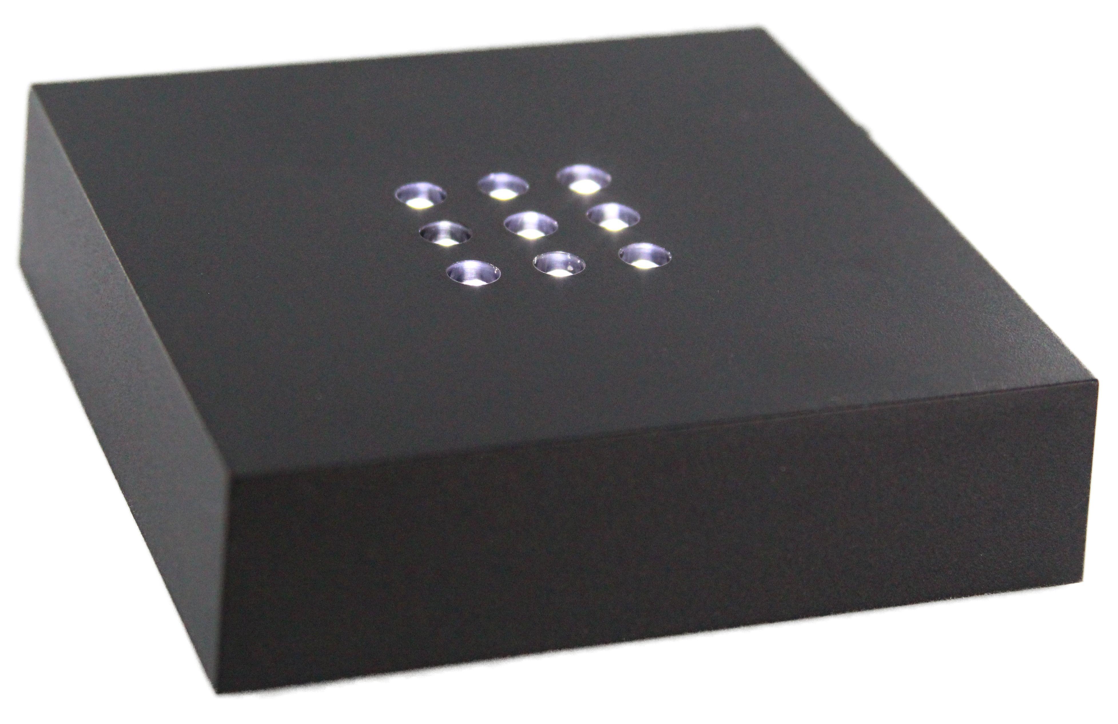 LED LEUCHTSOCKEL   12 weiße LED   100x100x20mm   Farbe Schwarz